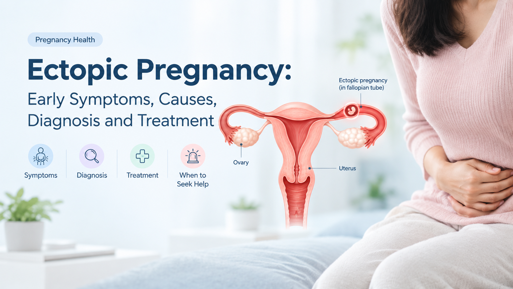 Medical illustration explaining the location of an ectopic pregnancy